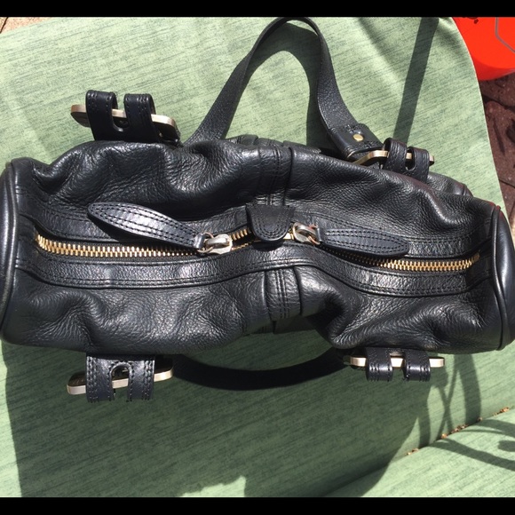 MK rare Michael Kors black leather purse metal EUC - Picture 3 of 8