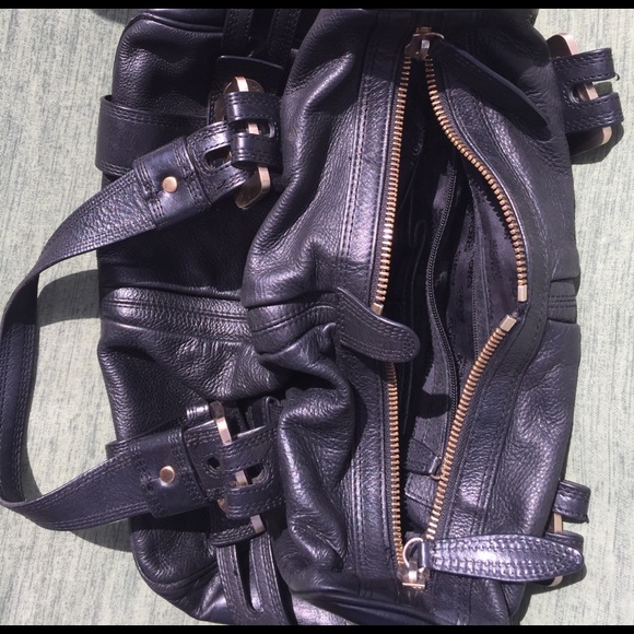 MK rare Michael Kors black leather purse metal EUC - Picture 5 of 8