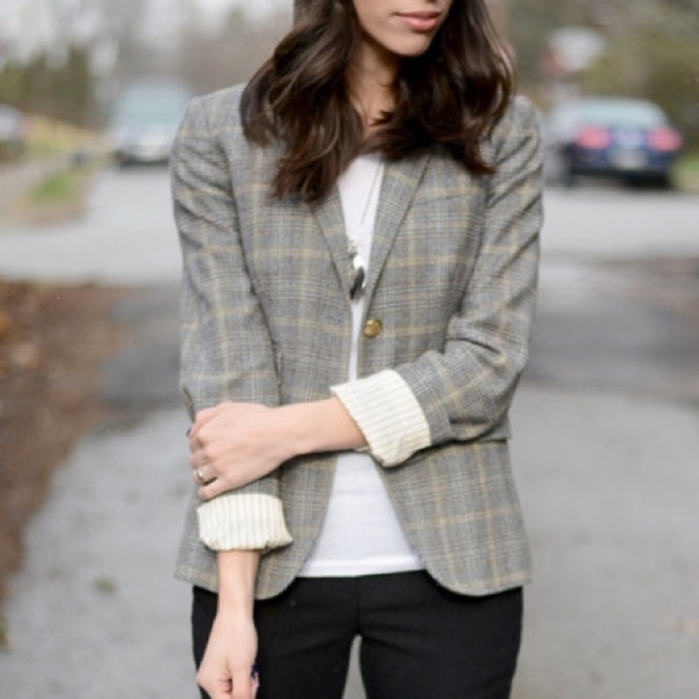 J crew school boy plaid blazer