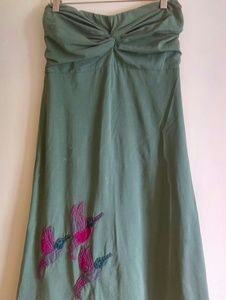 Olive Green Strapless Organic dress