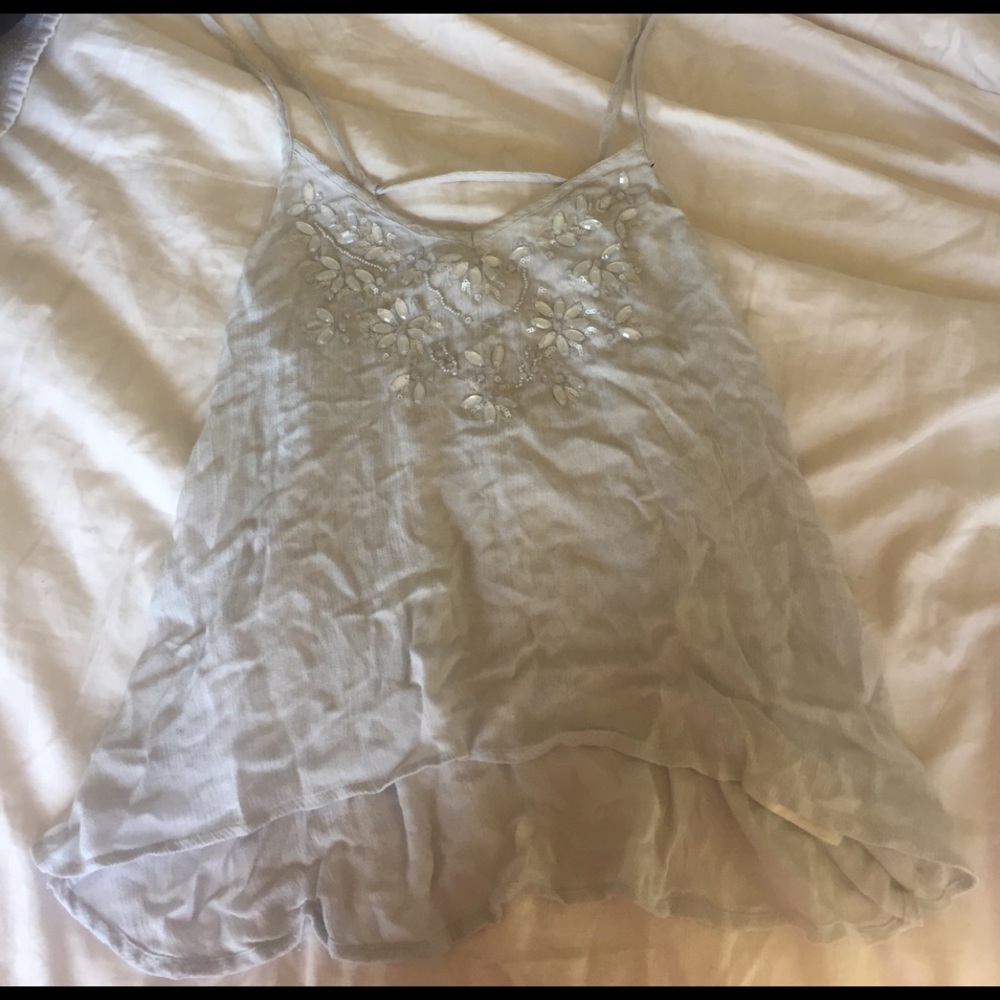 Baby blue embellished top