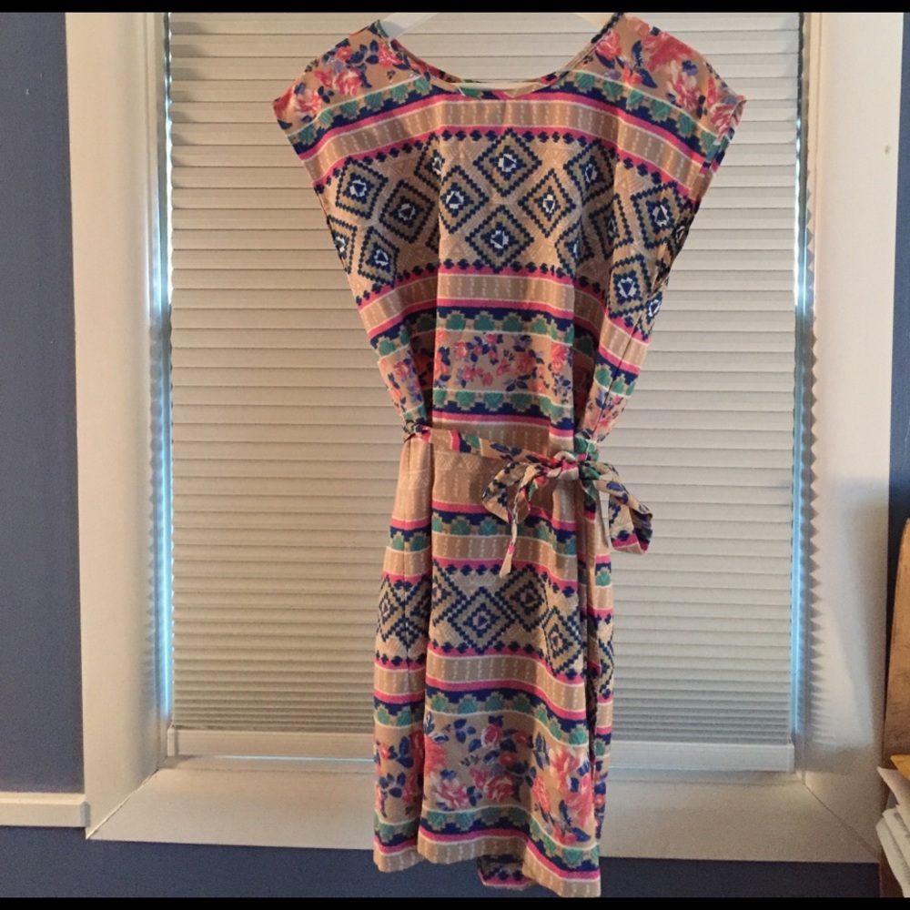 Floral & Aztec Print Dress
