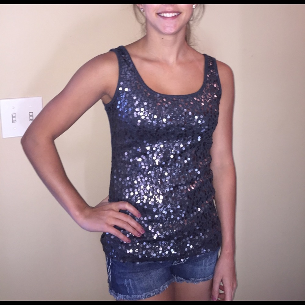 Grey sequence tank top