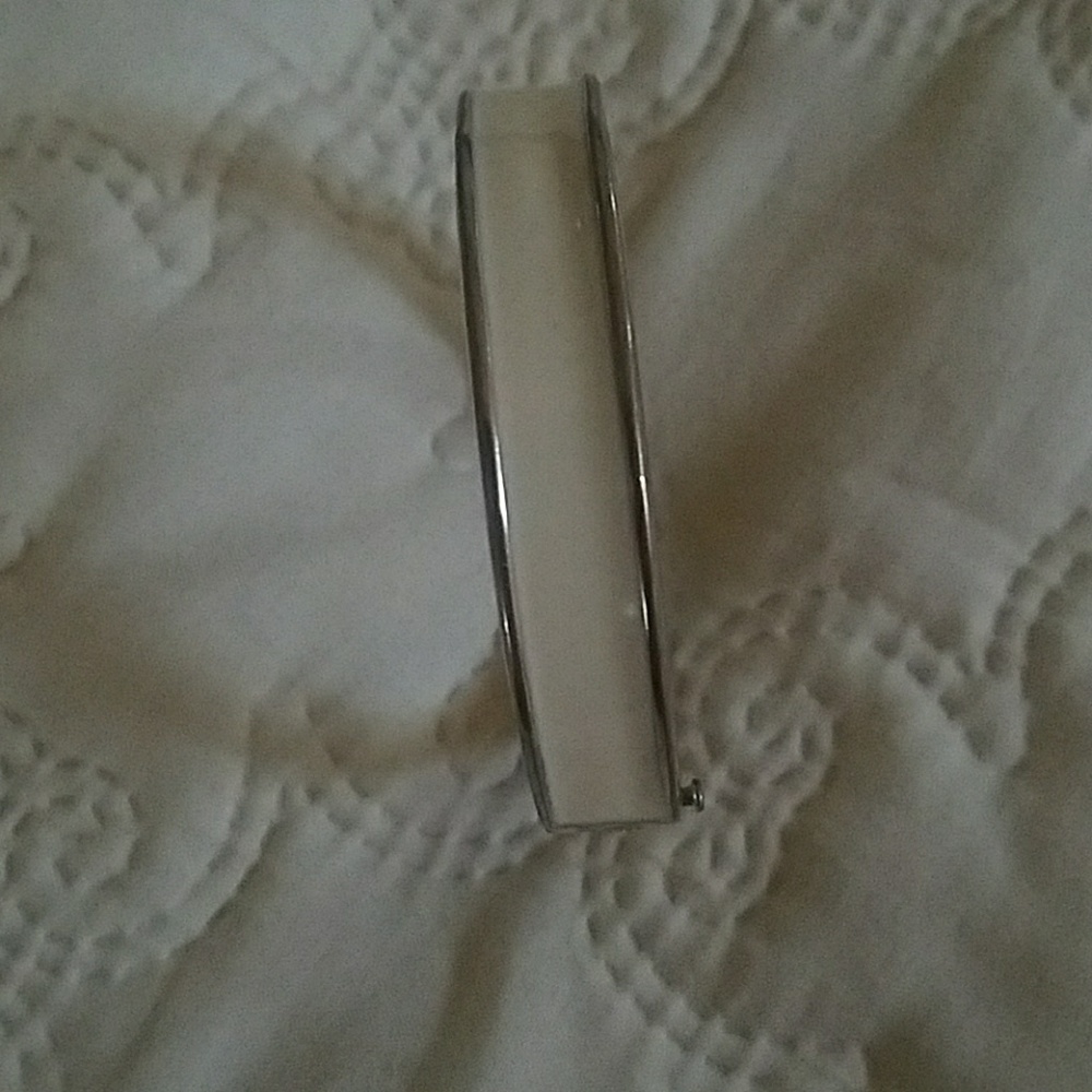 White Enamel bracelet  with silver tones