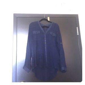 Cynthia Rowley Blue Button Back Top