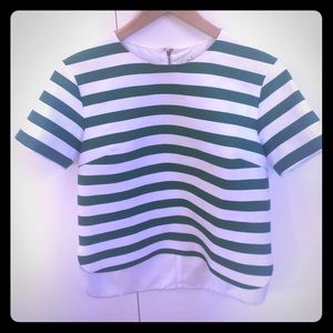 Kate Spade Green and White Striped Top/ Shirt