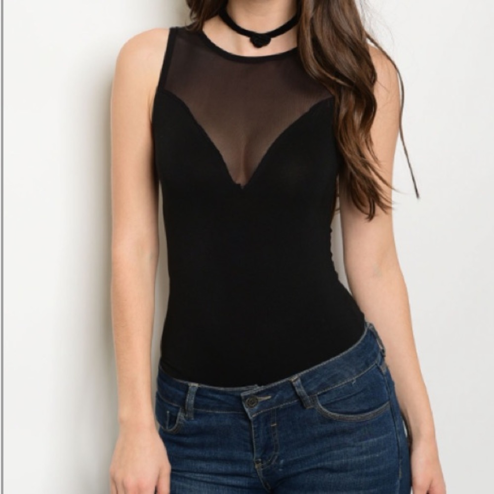 Gorgeous black mesh sweet heart neckline bodysuit