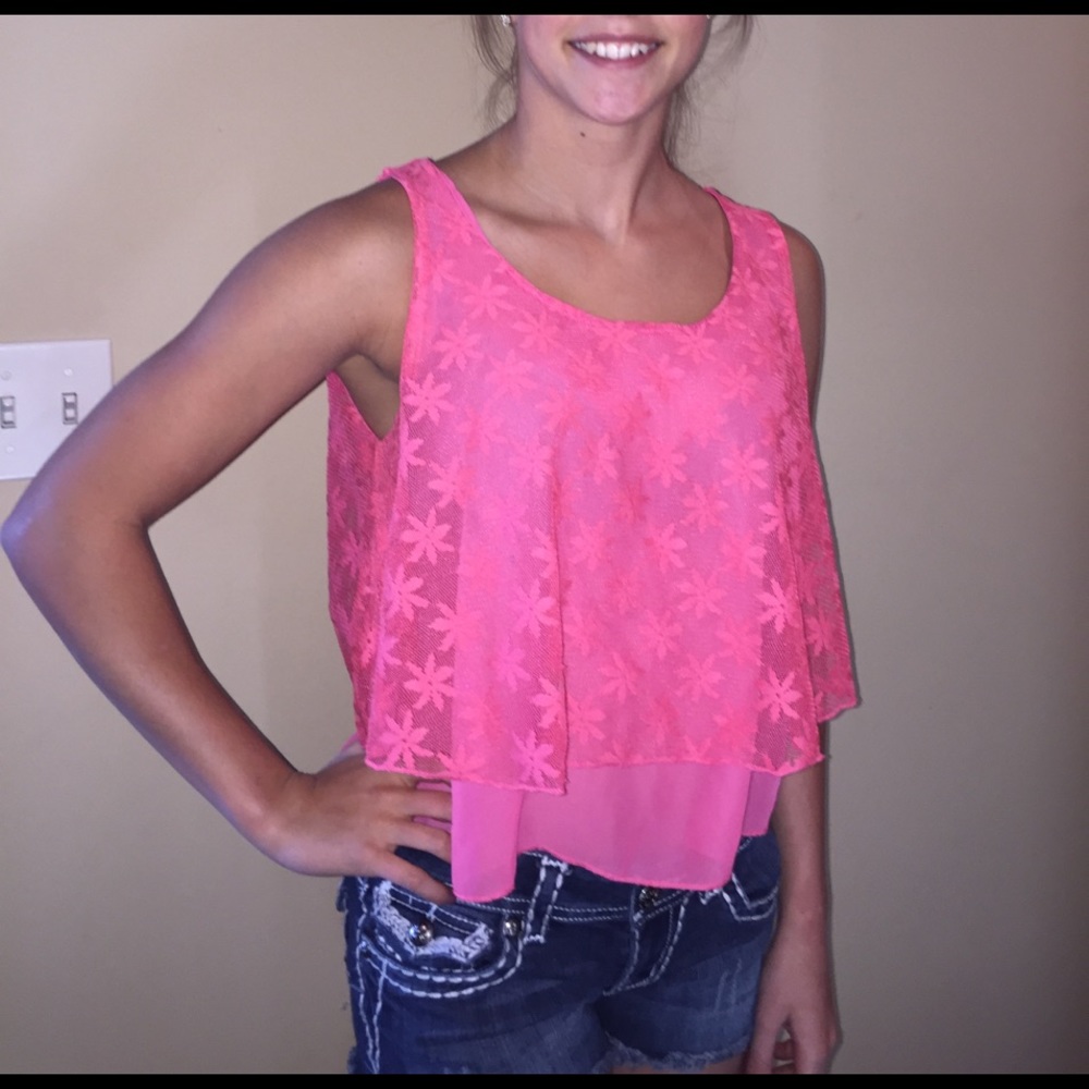 Pink flower tank top