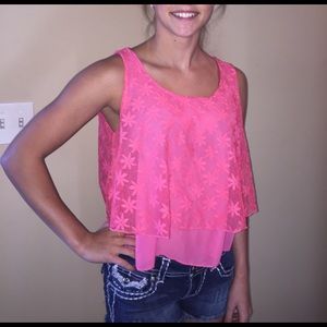 Pink flower tank top