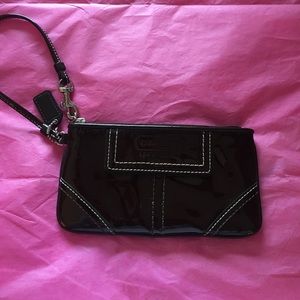 Coach paten leather wristlet