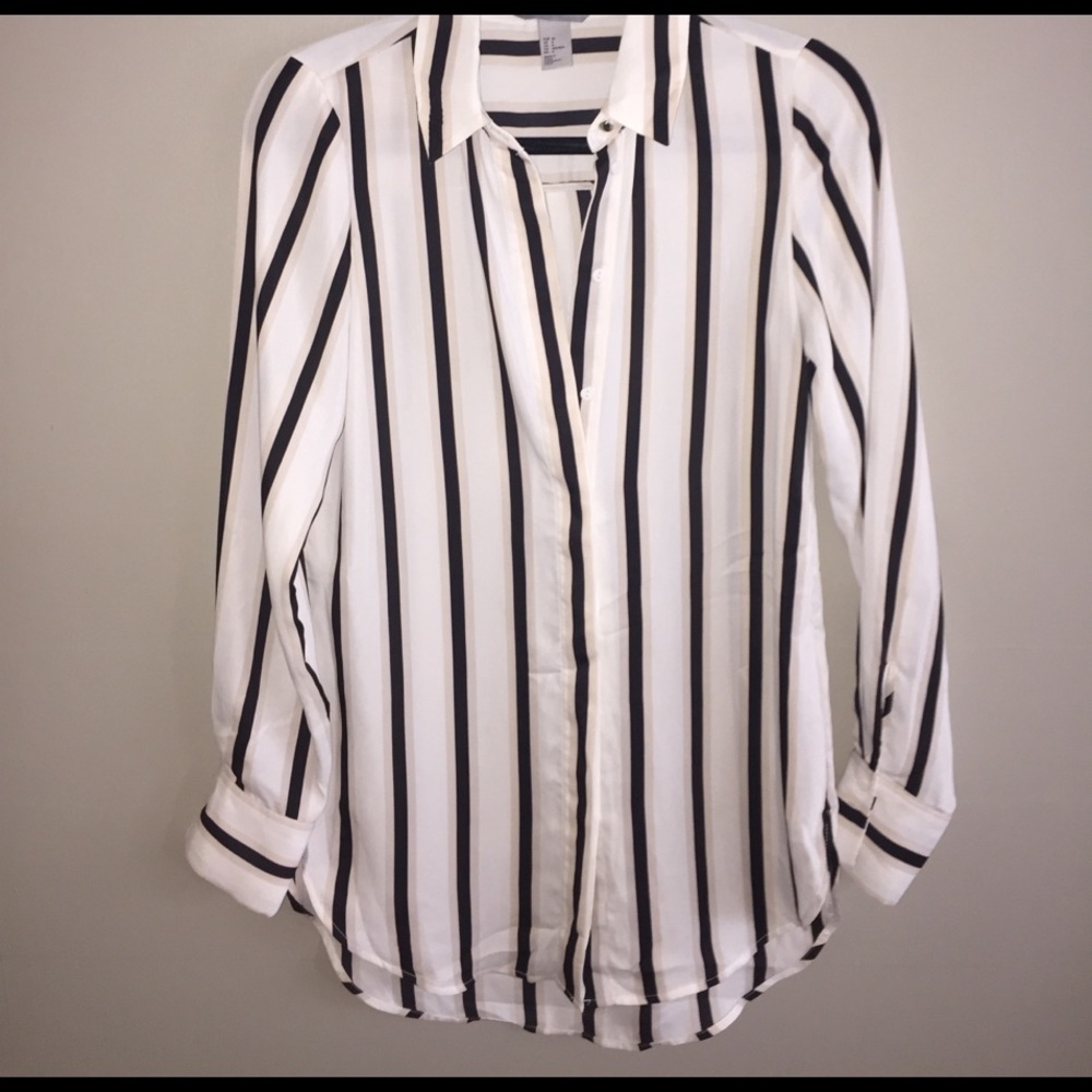 Black White and Beige stripped blouse H&M