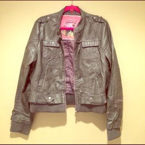 Grey faux leather jacket