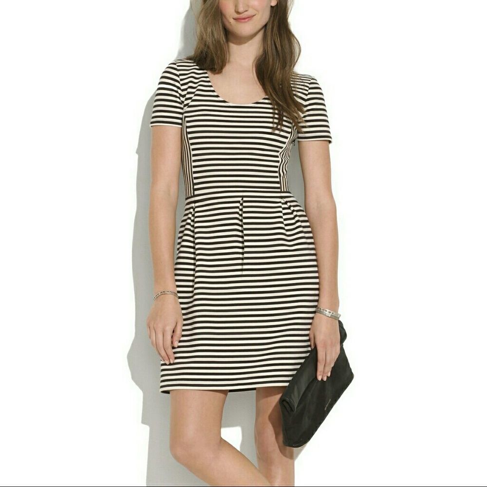 Madewell Bistro Dress in Black & White Stripes