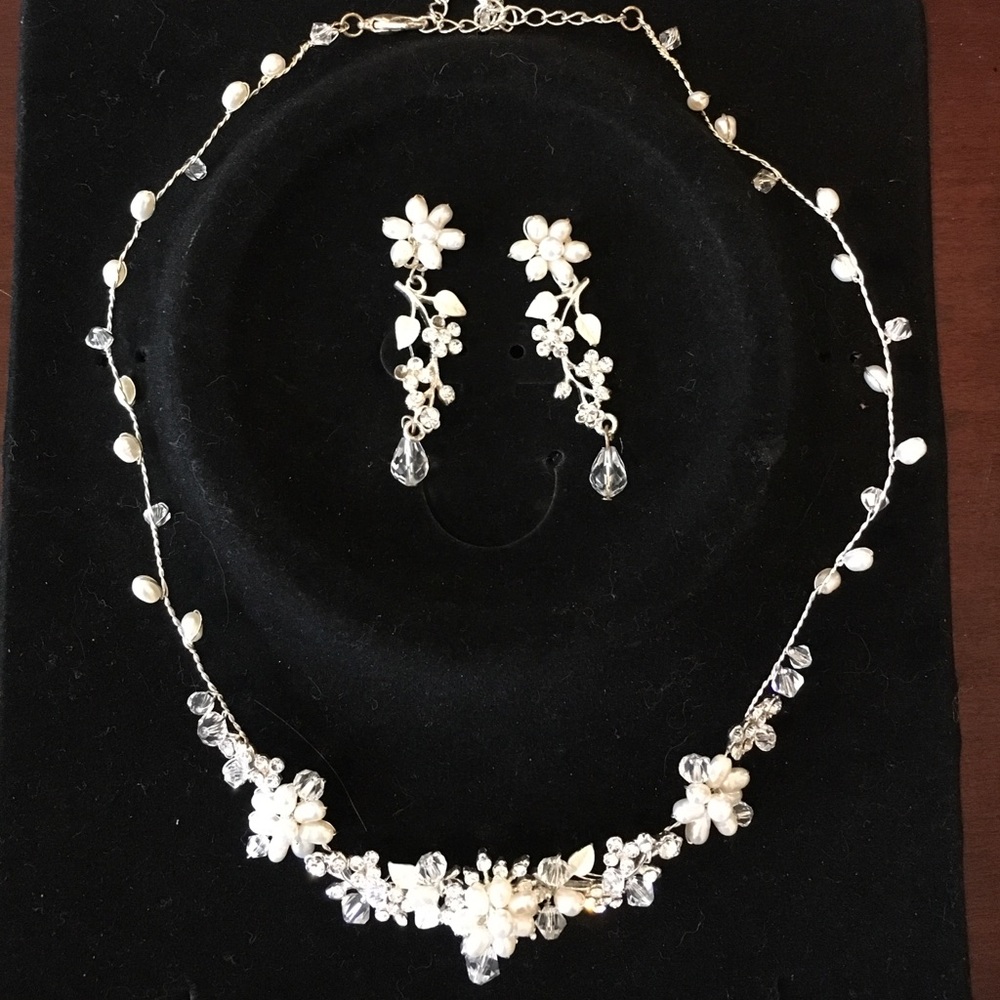 Rhinestone necklace and earrings