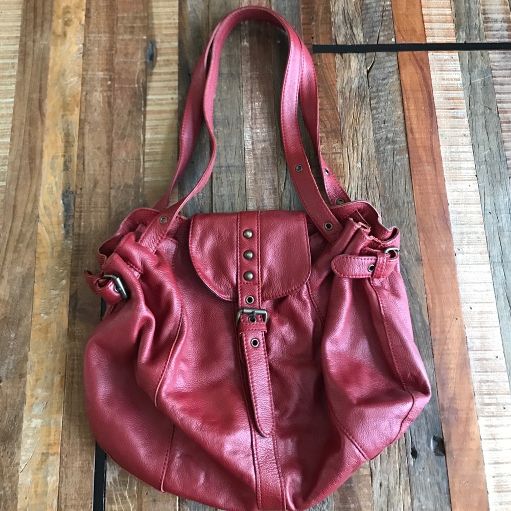 Red leather Anthropologie purse