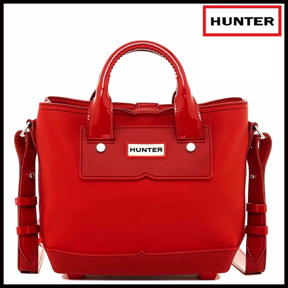 HUNTER ORIGINAL RED TOTE CROSSBODY RUBBER BAG A2C - Picture 8 of 8