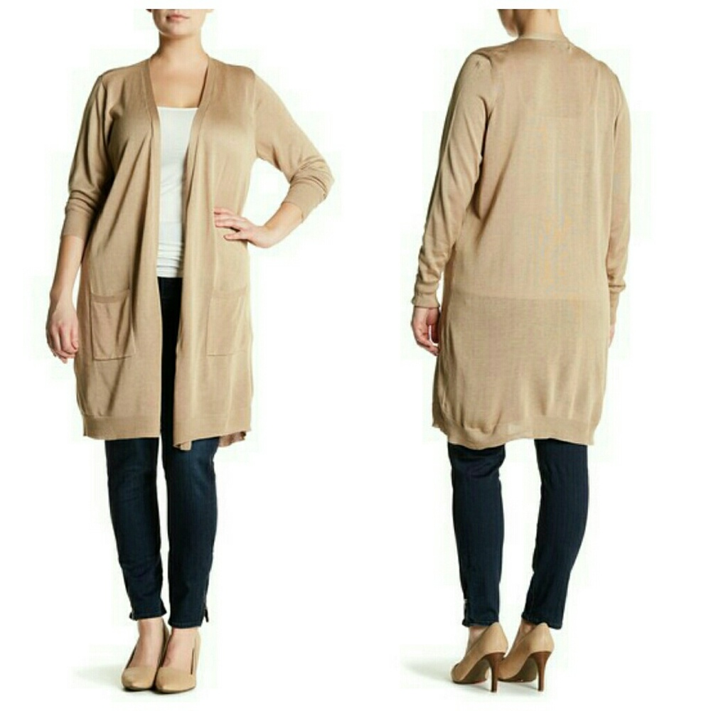 🎉HP🎉Plus Size Knit Longline Cardigan-Travertine