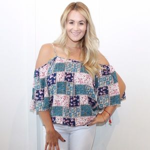 Cold Shoulder Printed Top