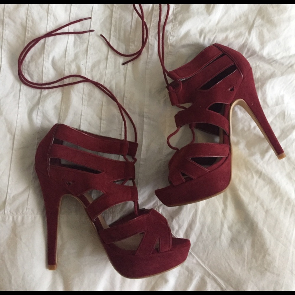 NEW❣️Marco Santi Lace Up Red Platform Sandals 6.5