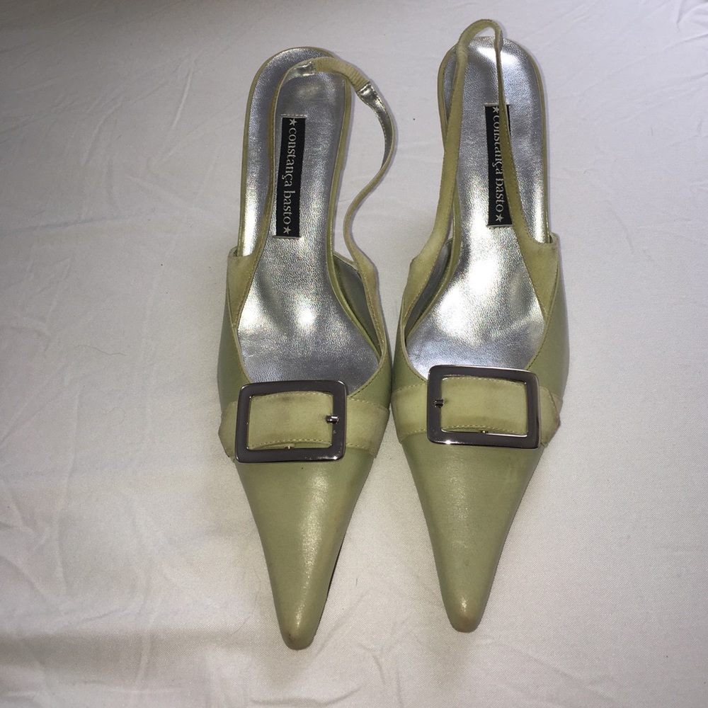 Constança Basto mint leather heels