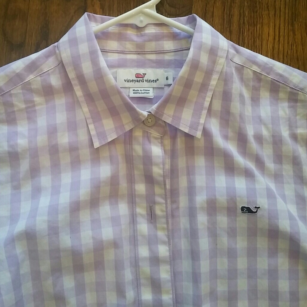 Vineyard Vines Purple Gingham Button Up