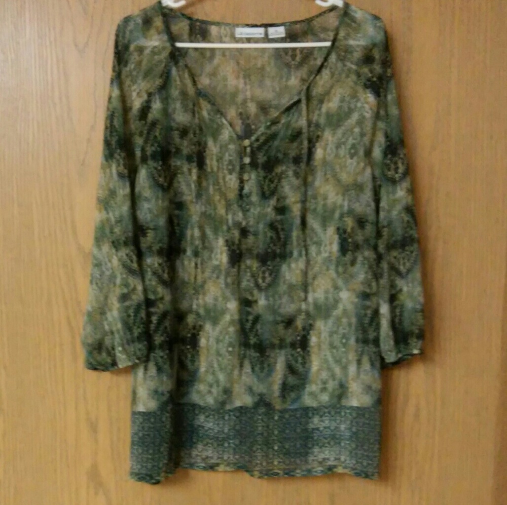 LIZ CLAIBORNE Sheer Tunic Top