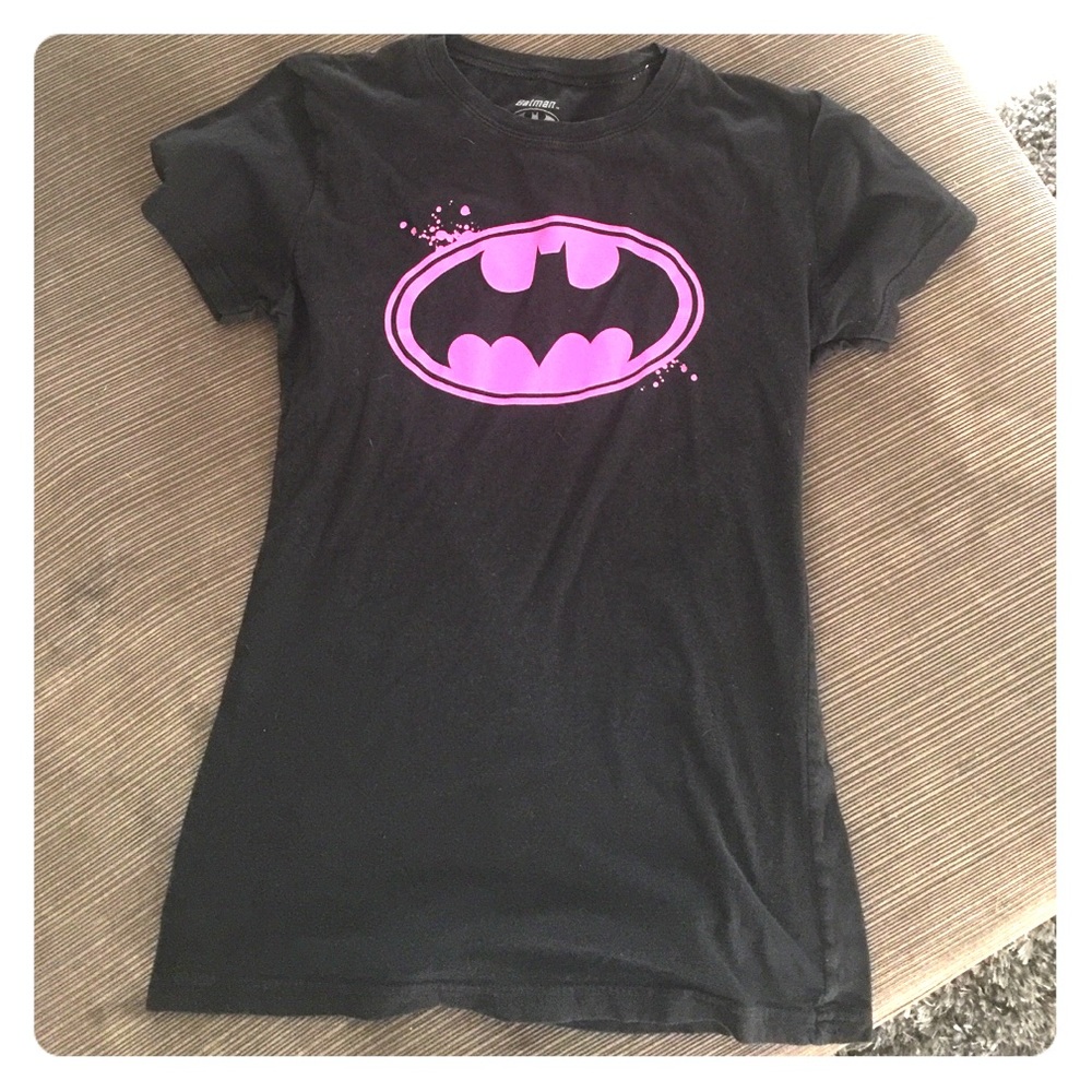 Black Batman T-Shirt with Pink logo