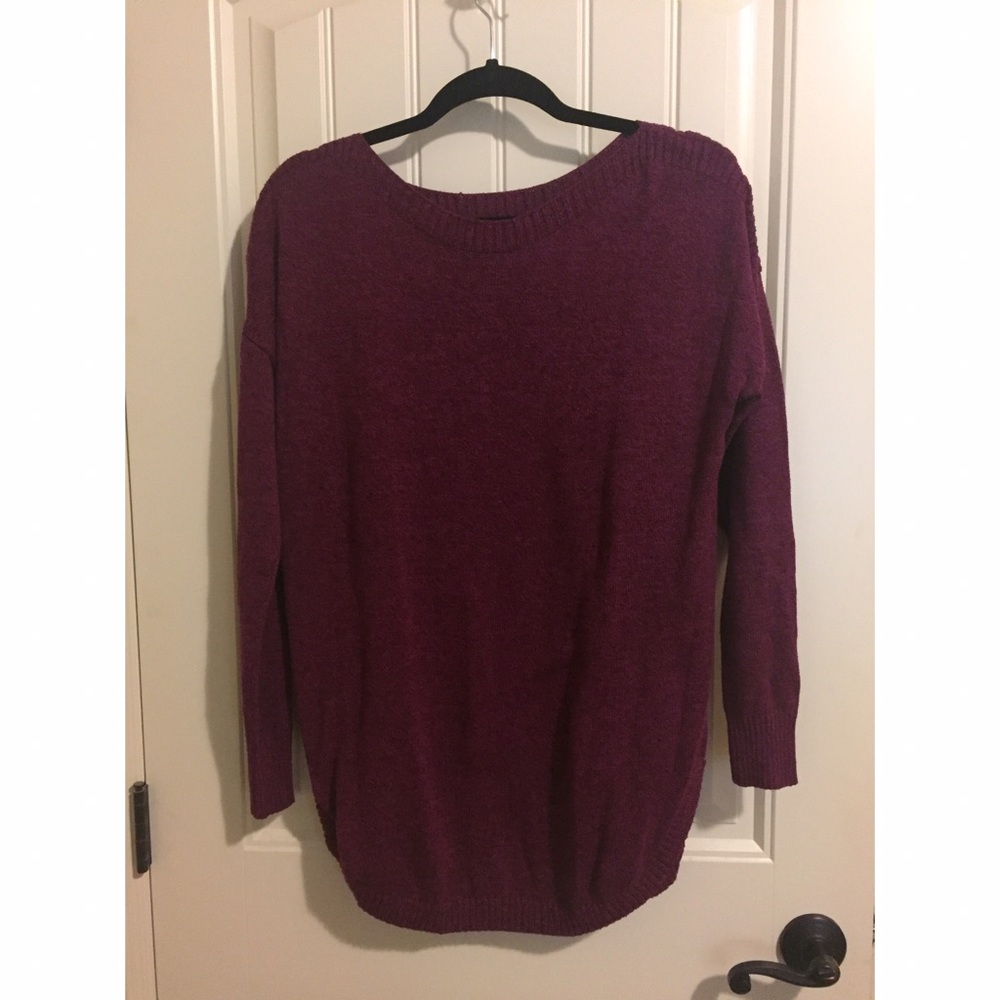 Magenta boat neck long sweater