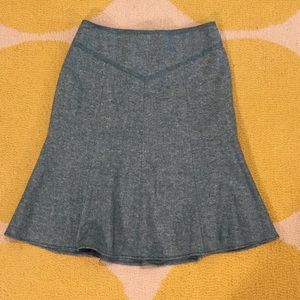 Loft teal tweed trumpet skirt