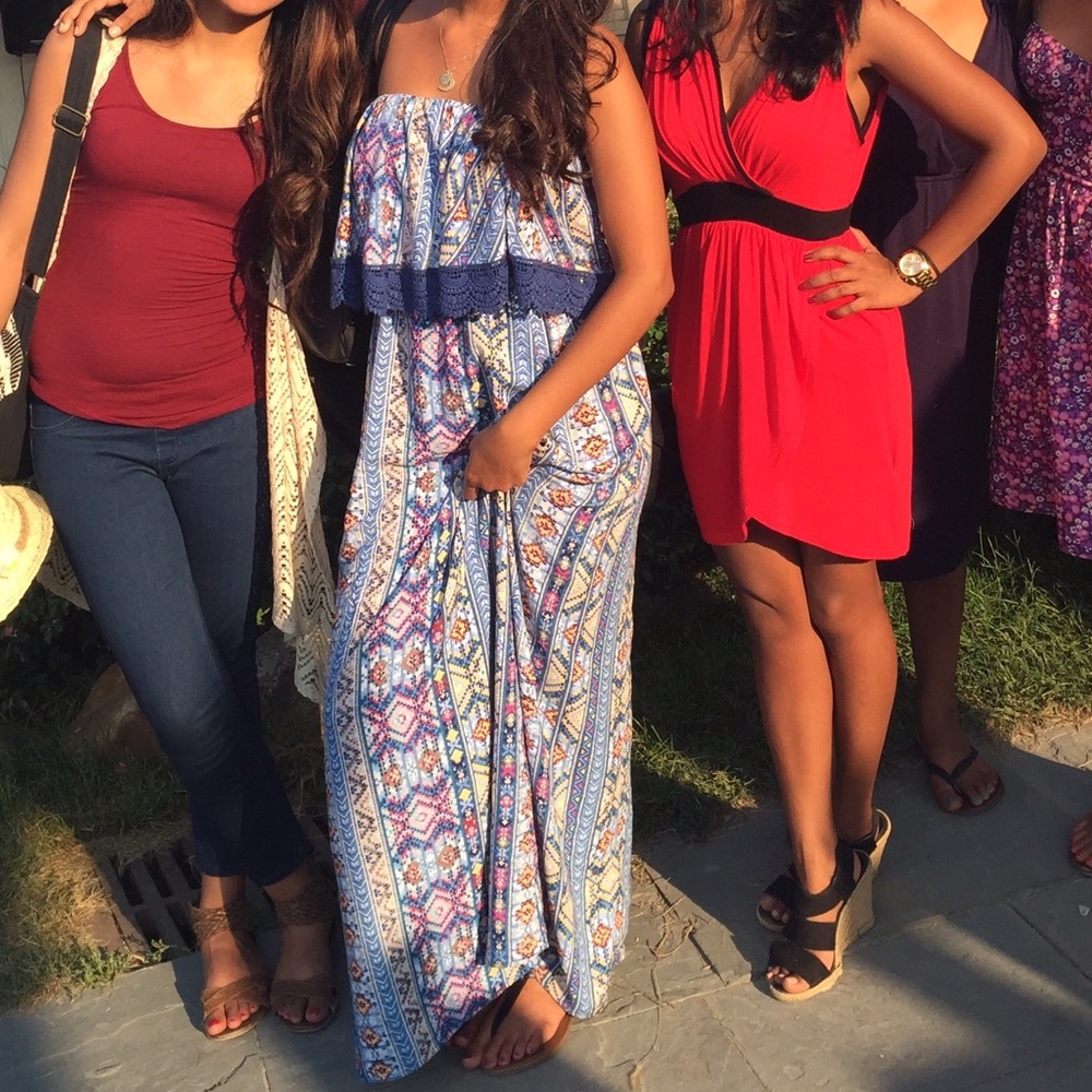 Blue tribal maxi dress