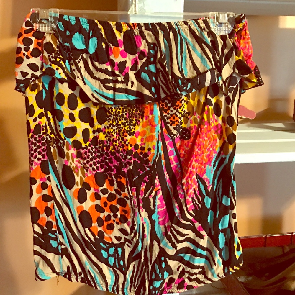 Tube-top multicolor summer top!