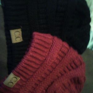 CC beanies (both black n burgundy)