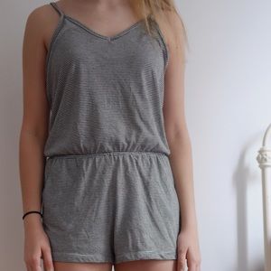 Brandy Melville navy and white striped romper