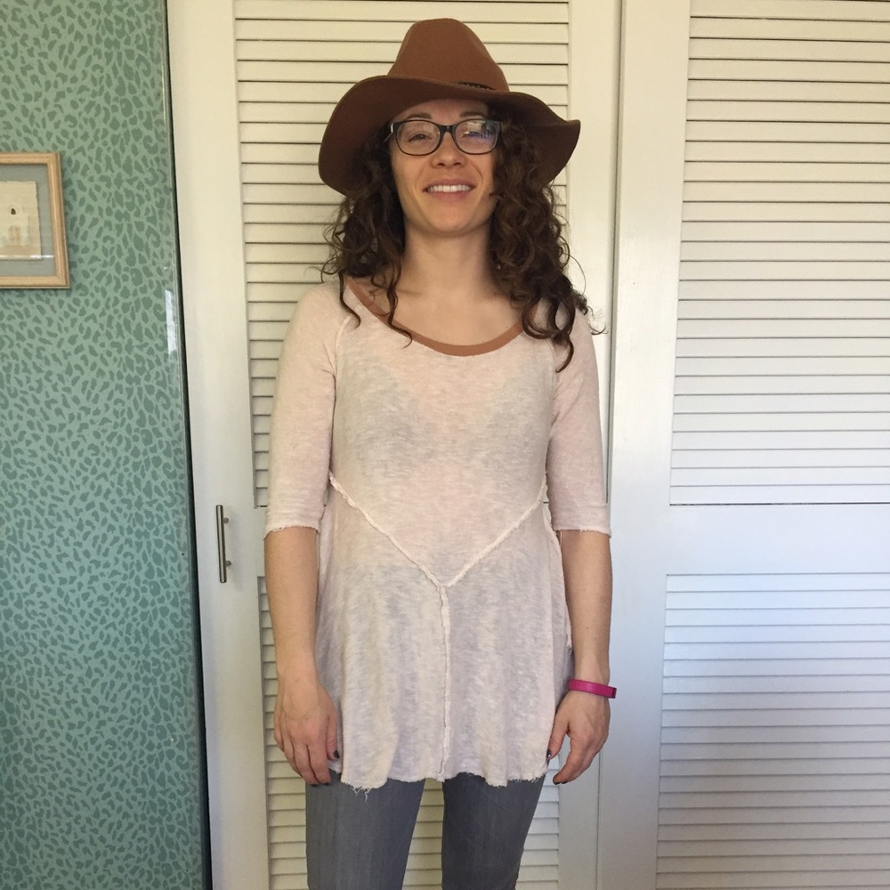 Pink and tan free people tunic top