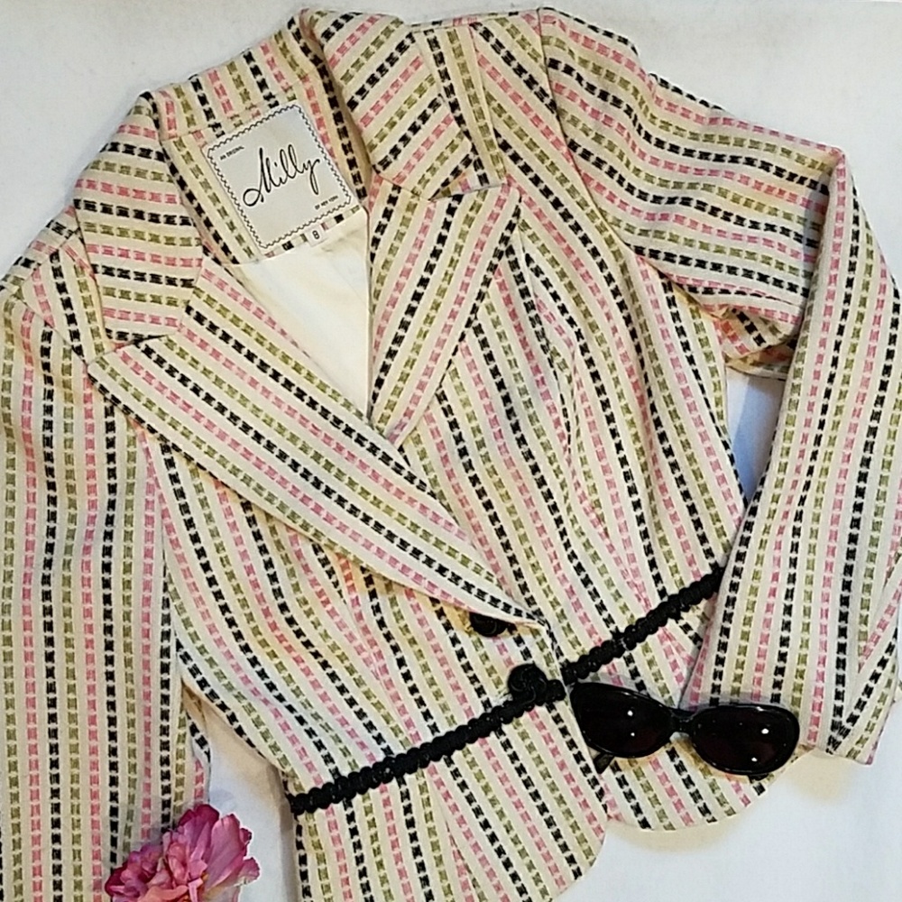 Milly Striped and Trimmed Jacket (8)