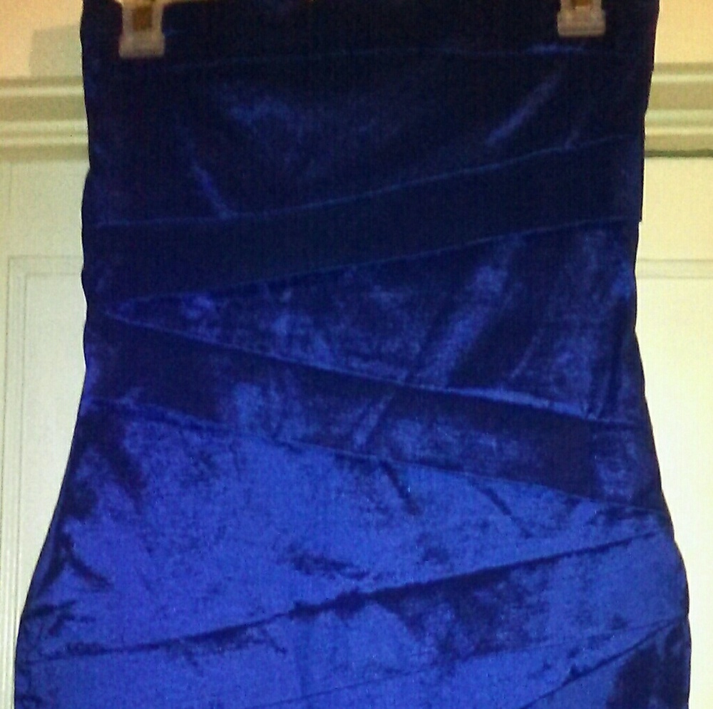 Royal blue strapless mini dress