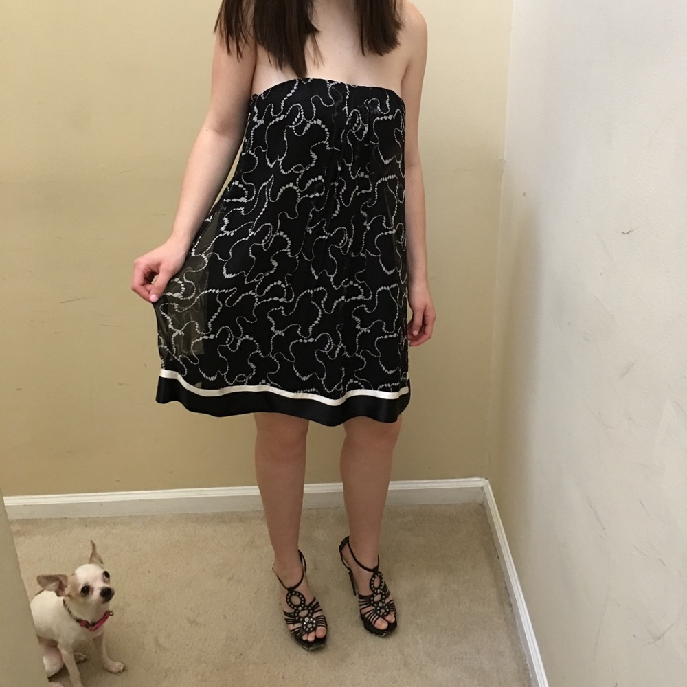 Bebe black & white strapless dress