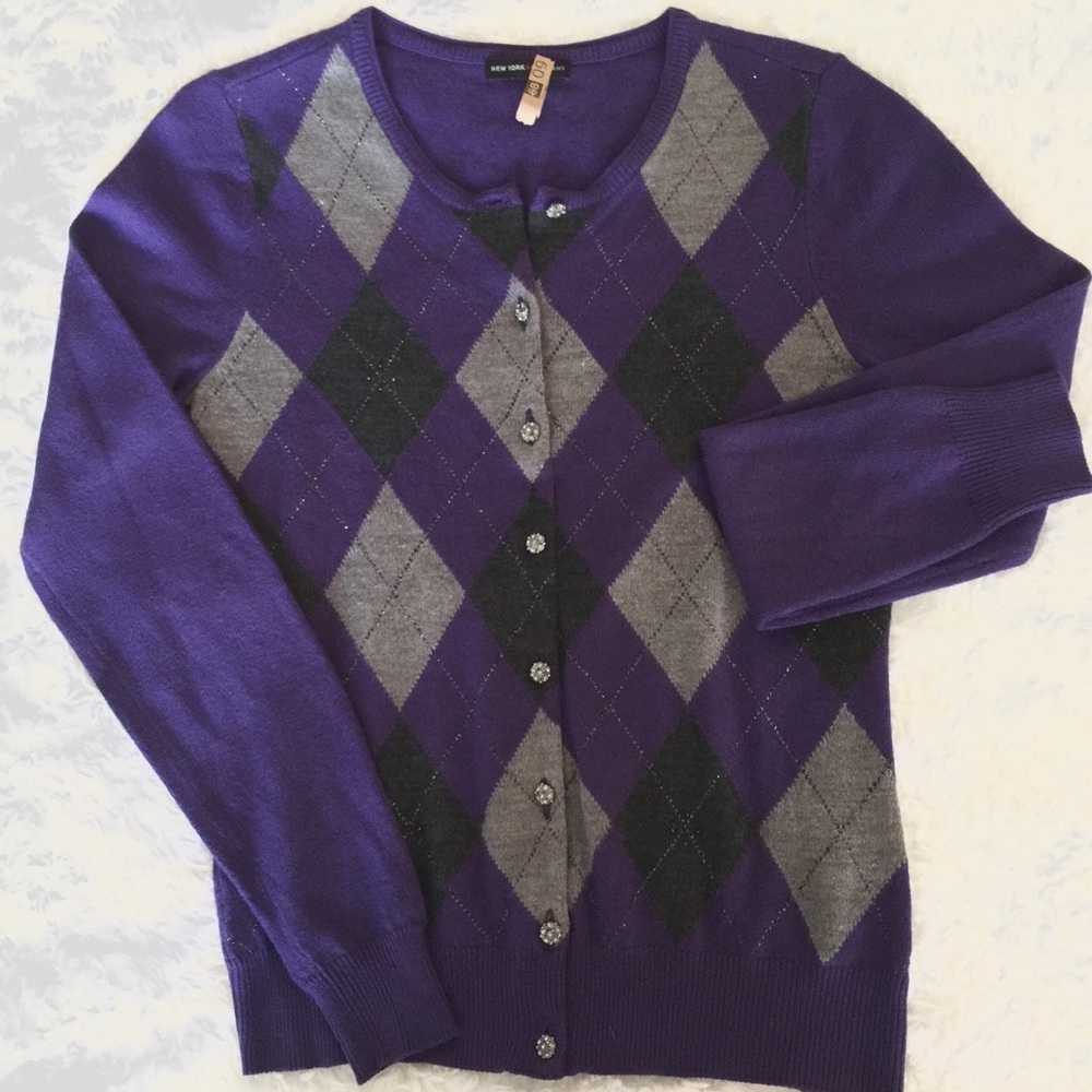 NY&Co Argyle Cardigan