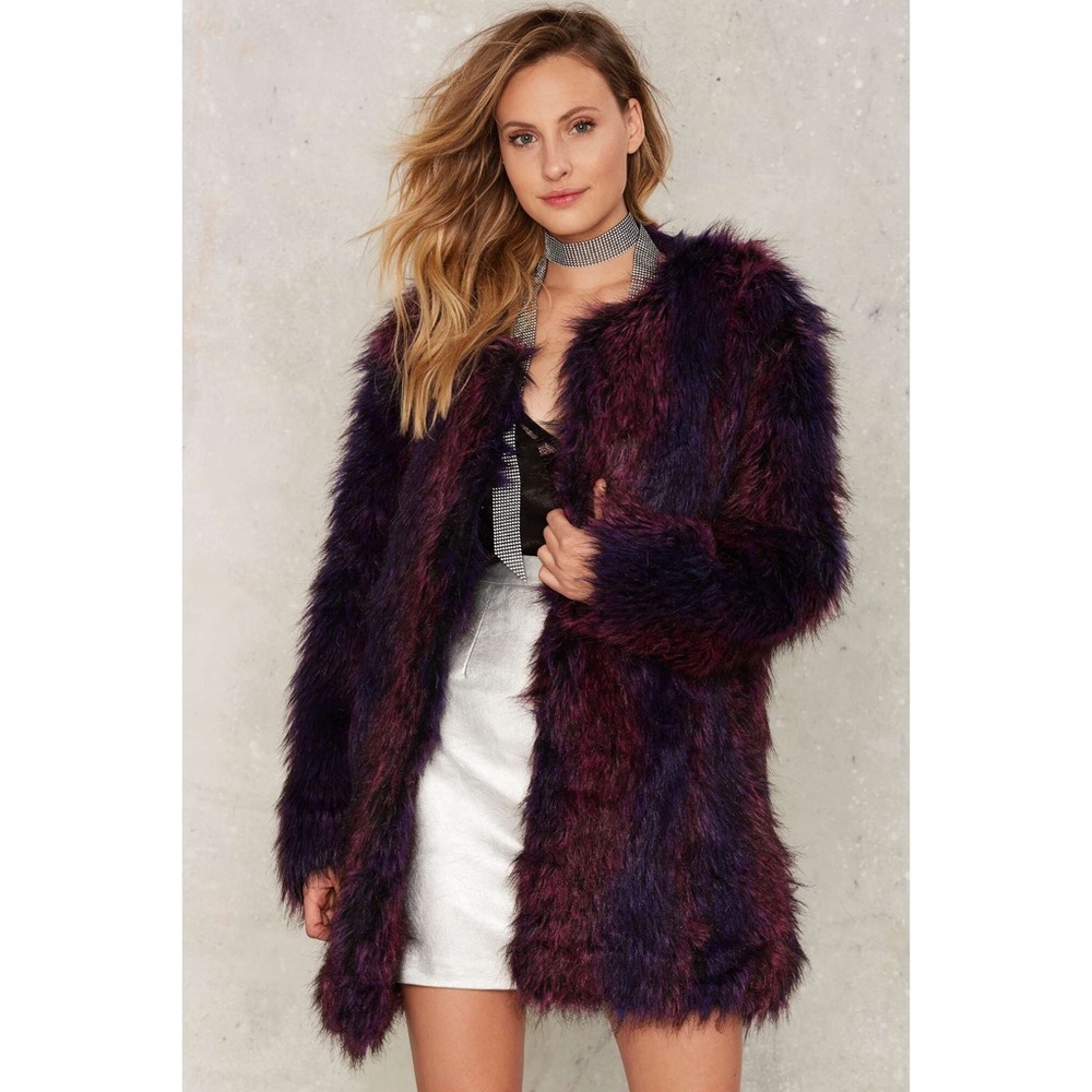 NWT Nasty Gal Power Through Faux Fur Coat