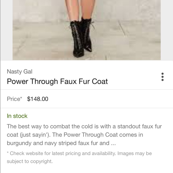 NWT Nasty Gal Power Through Faux Fur Coat - Picture 4 of 4