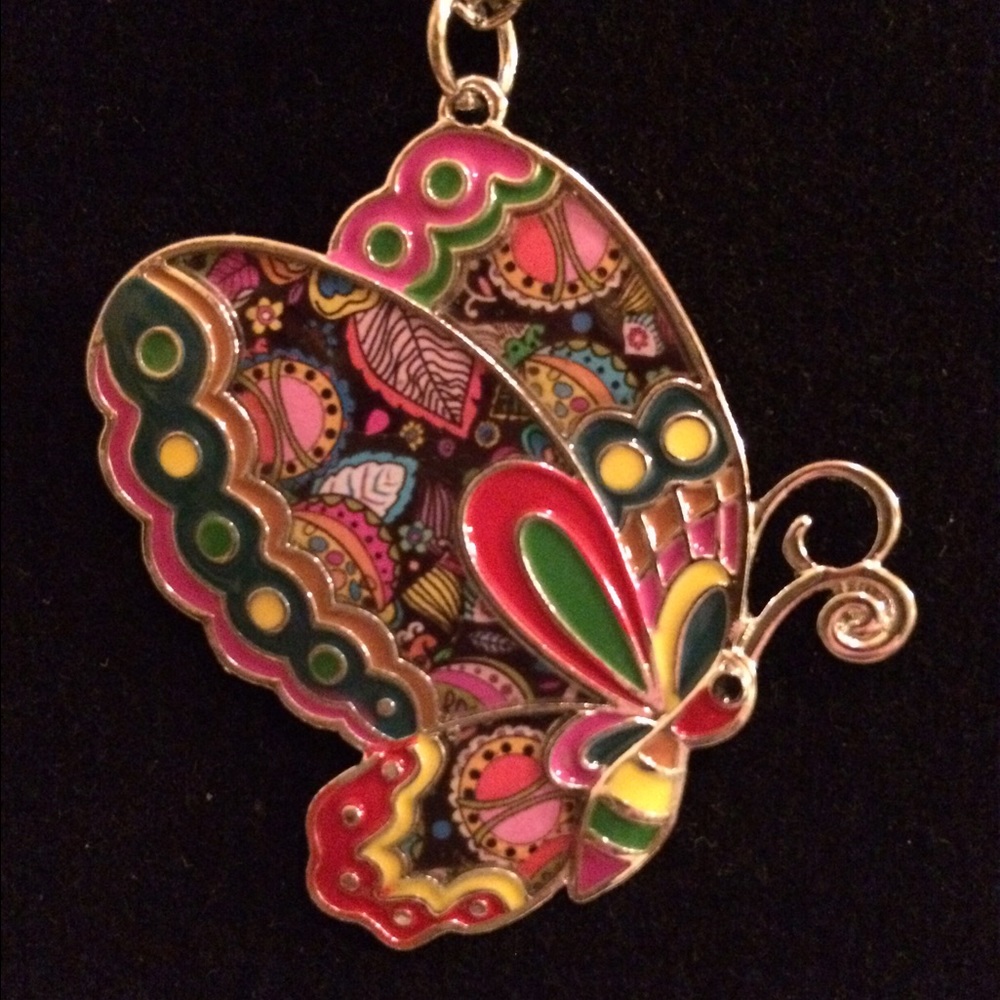 STATEMENT ENAMEL JEWELRY BUTTERFLY NECKLACE