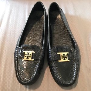 Tory Burch black patent loafers