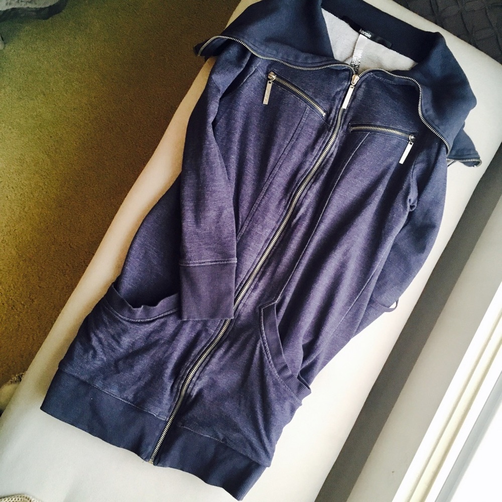Kensie Blue Zip-up Sweater Jacket