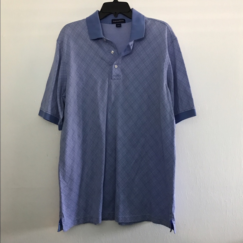 Lands End Blue Polo Short Sleeve Knit Shirt