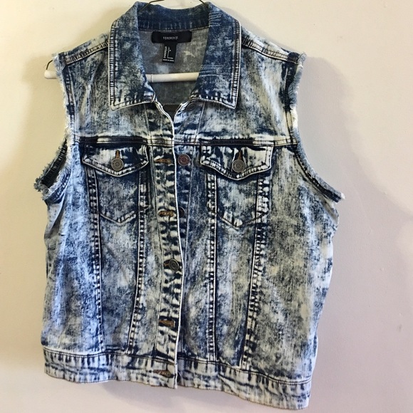 Forever 21 Denim - Acid-Wash Denim Vest