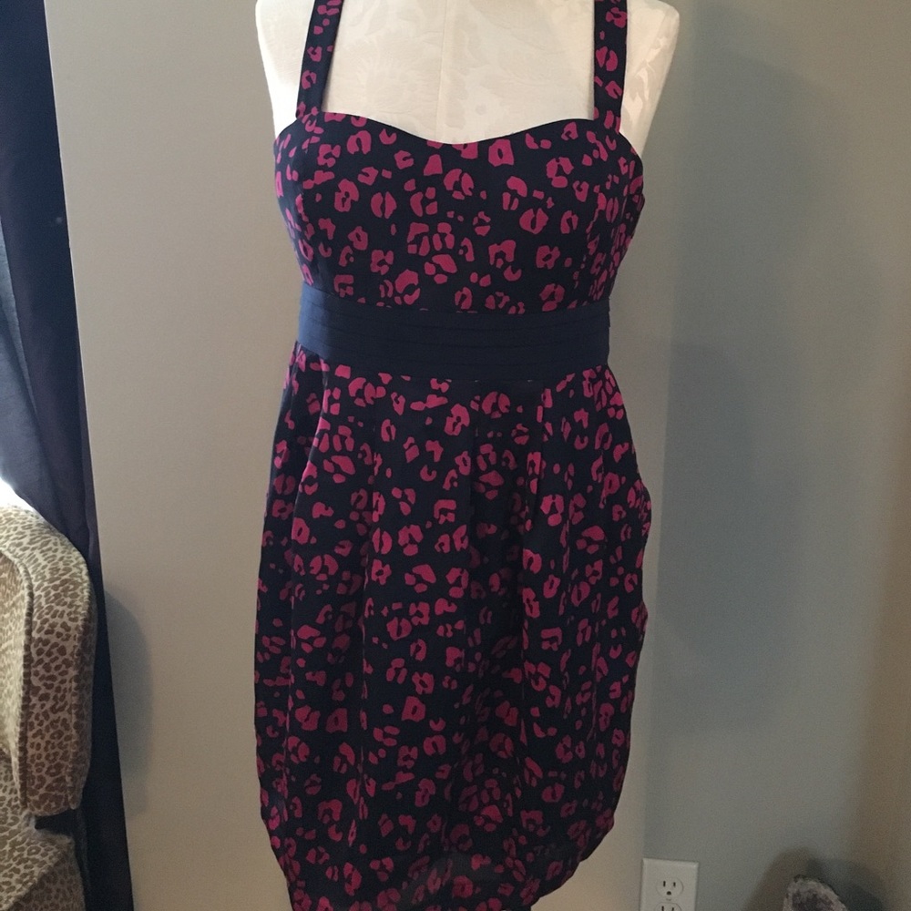 Pink and navy tank dress