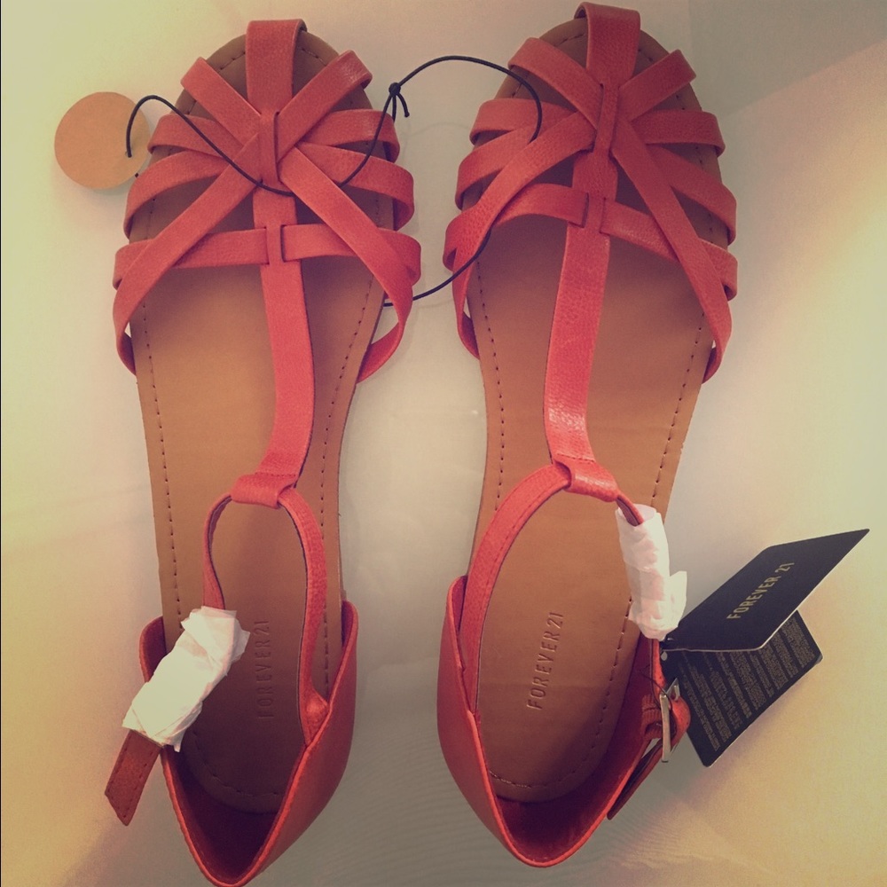 Red Strappy Sandals (Size 8.5)