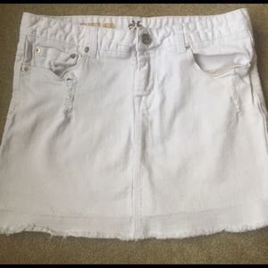 White jean mini skirt