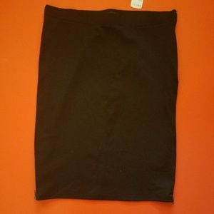 Black Bodycon Skirt W/ Zippers On Sides