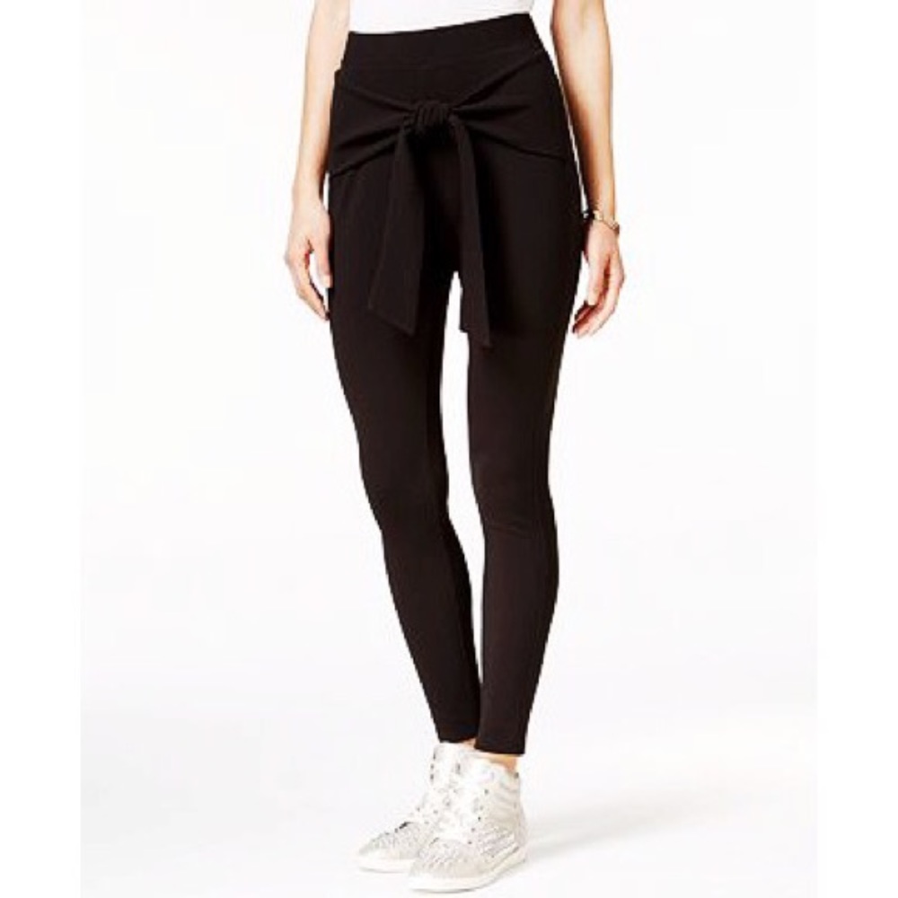 Material Girl black wrap textured leggings